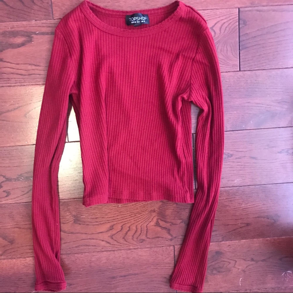 Top shop maroon ribbed crop top